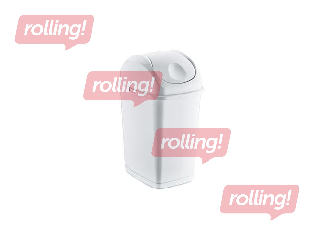 Waste bin with swinging lid SLIM plastic, white, 5 l