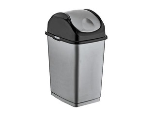 Контейнер для мусора с откидной крышкой SLIM пластик, серый / черный, 18 л