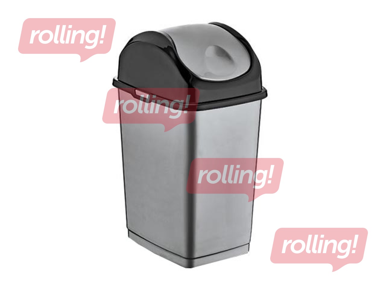 Prügikast kaanega SLIM plastik, hall / must, 18 l