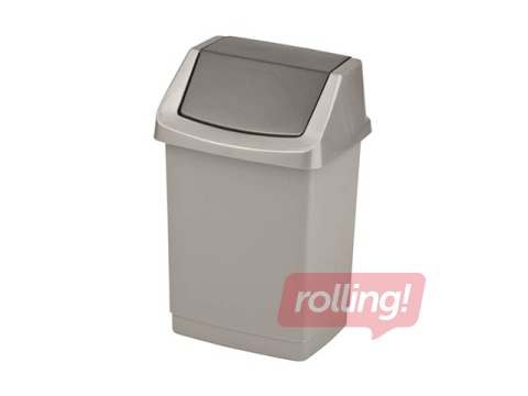 Pööratava kaanega prügikast Click-it, plastik, hõbedane, 15l