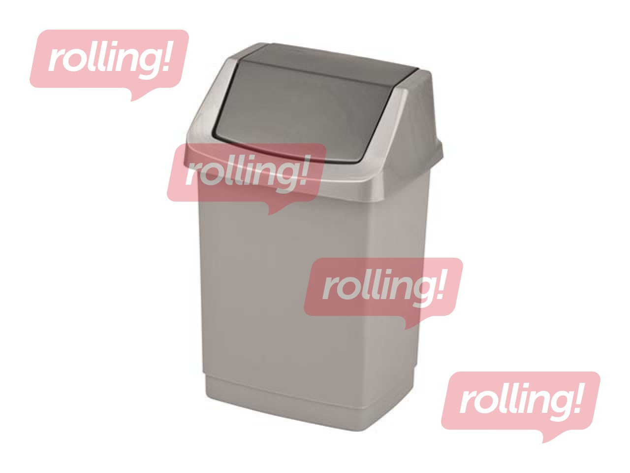 Pööratava kaanega prügikast Click-it, plastik, hõbedane, 15l