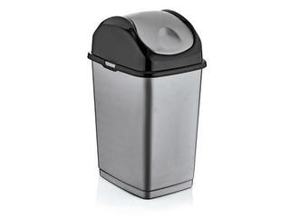 Урна с откидной крышкой SLIM пластик, серо-черный, 5 л