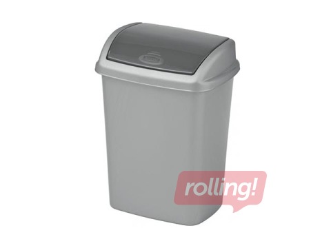 Waste bin Dominik, plastic, silver/grey, 10l