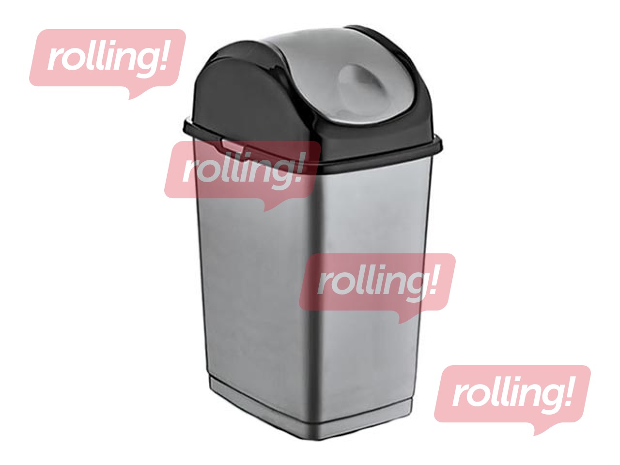 Prügikast SLIM, pöördekaanega, hall-must, 50l
