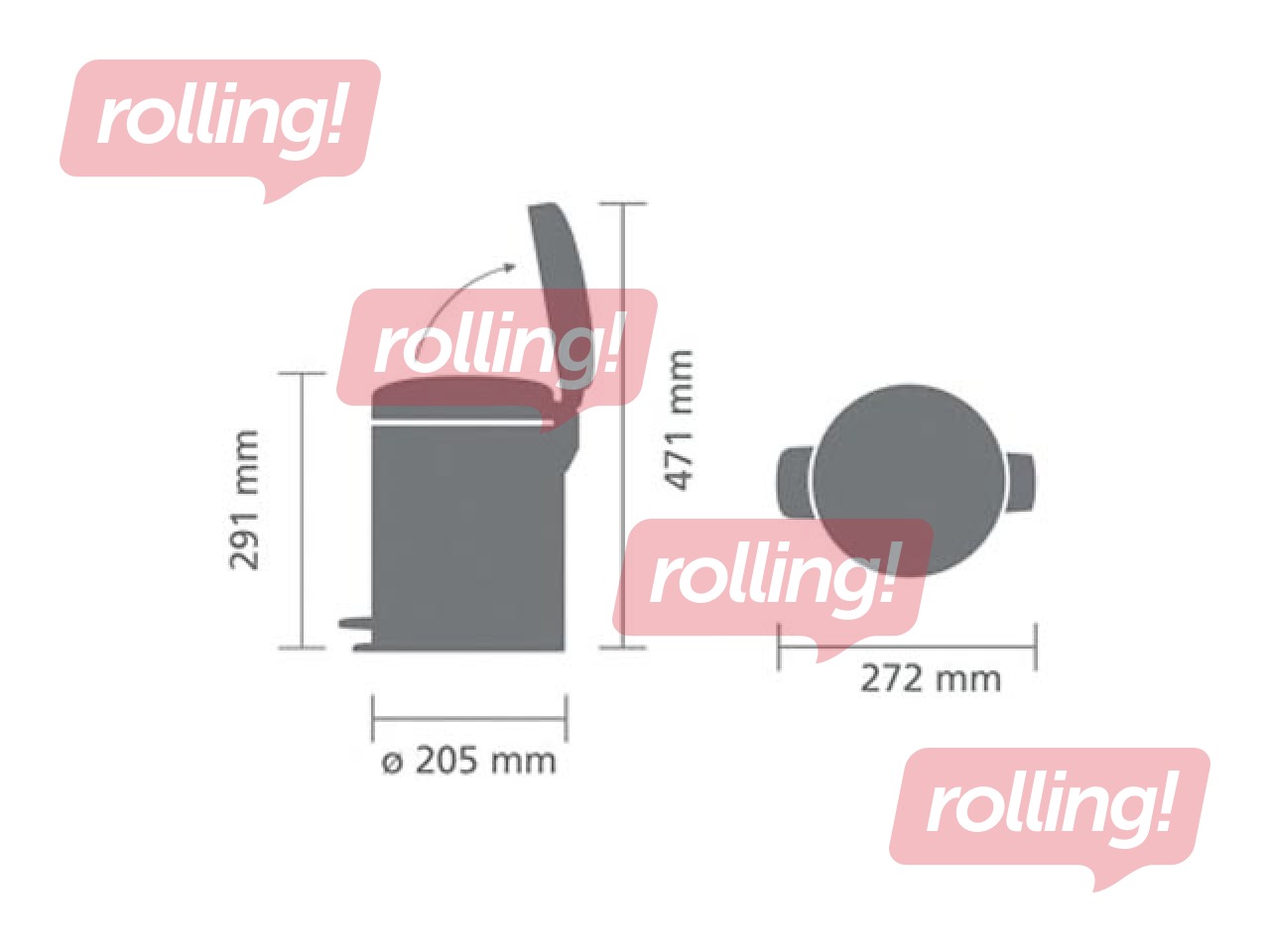 Pedaliga prügikast NewIcon, valge, 5l