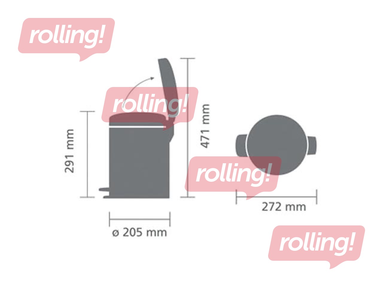 Pedaliga prügikast NewIcon, plaatina, 5l