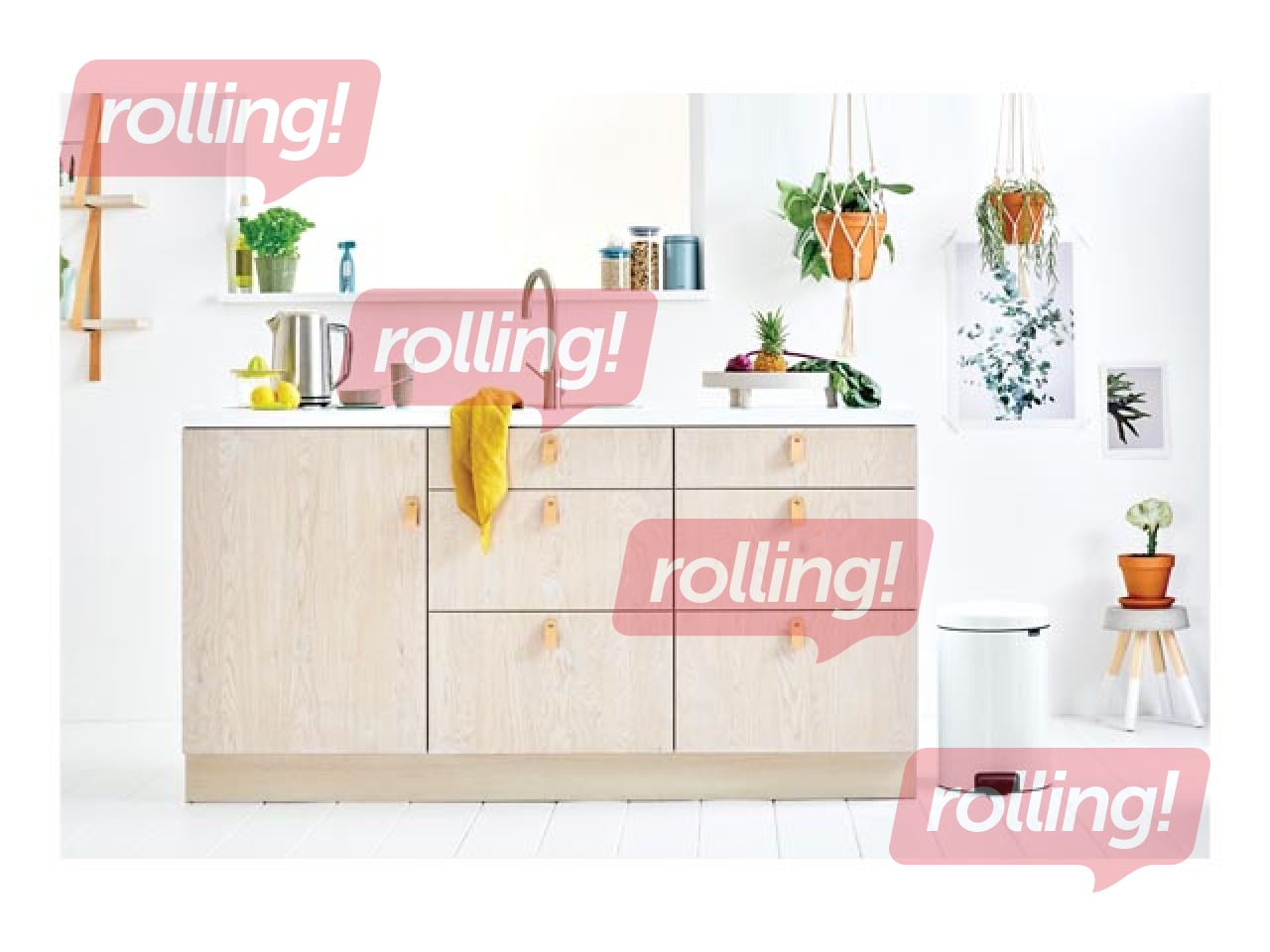 Pedaliga prügikast NewIcon, valge, 20l