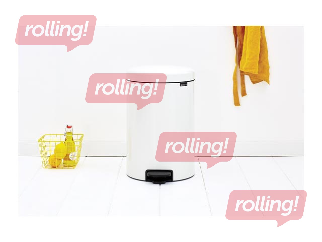 Pedaliga prügikast NewIcon, valge, 20l