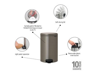 Pedal bin NewIcon, platinum, 20l