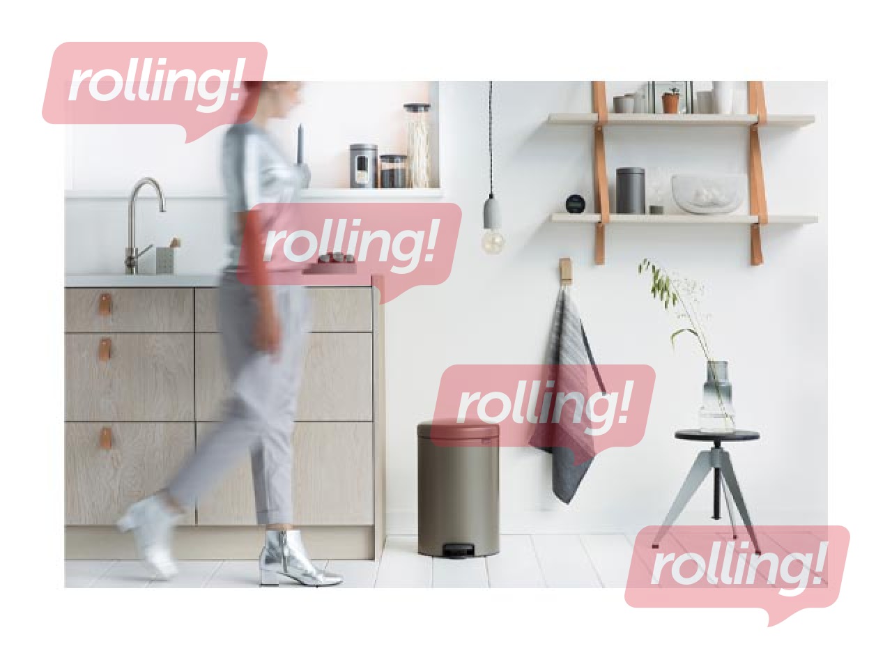 Pedaliga prügikast NewIcon, plaatina, 20l