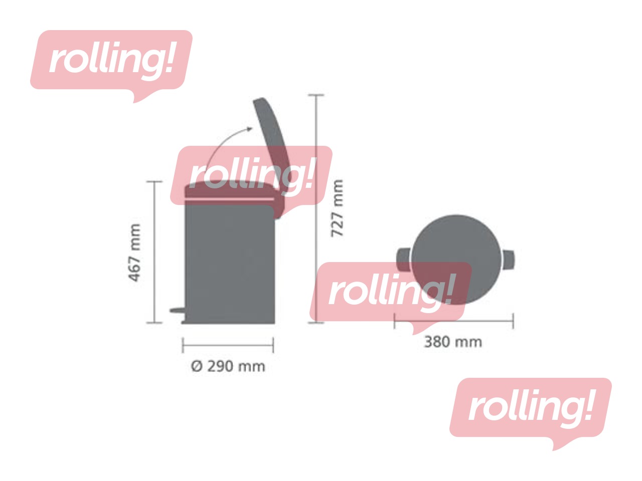 Pedal bin NewIcon, matte black, 20l