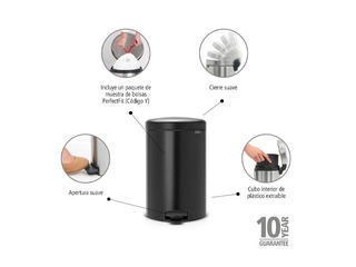 Pedaliga prügikast NewIcon, matt must, 20l