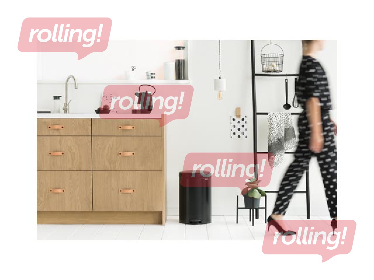 Pedaliga prügikast NewIcon, matt must, 20l