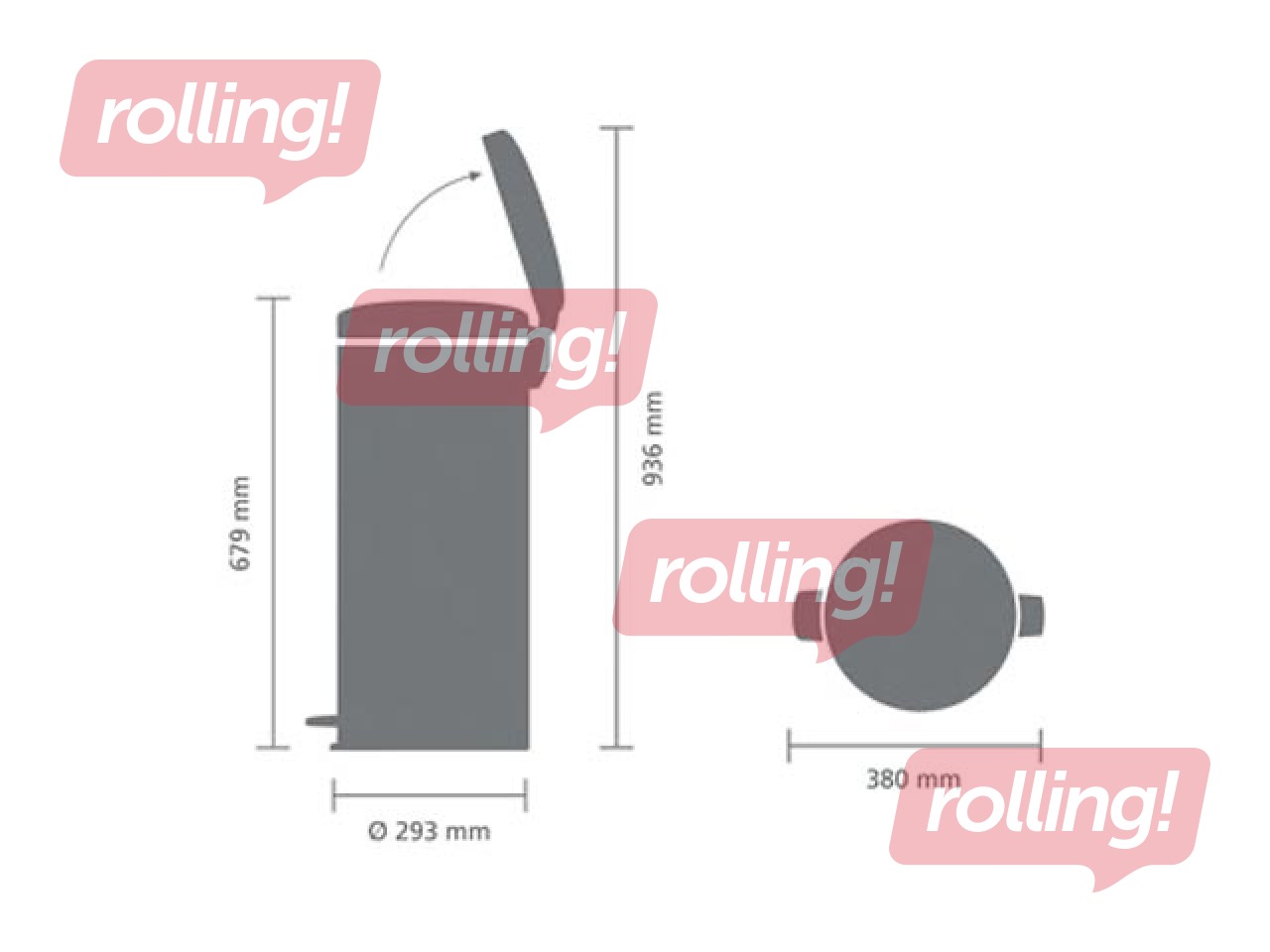 Atkritumu tvertne ar pedāli NewIcon, matēti melna, 30l