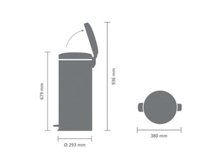 Pedaliga prügikast NewIcon, mattmust, 30l