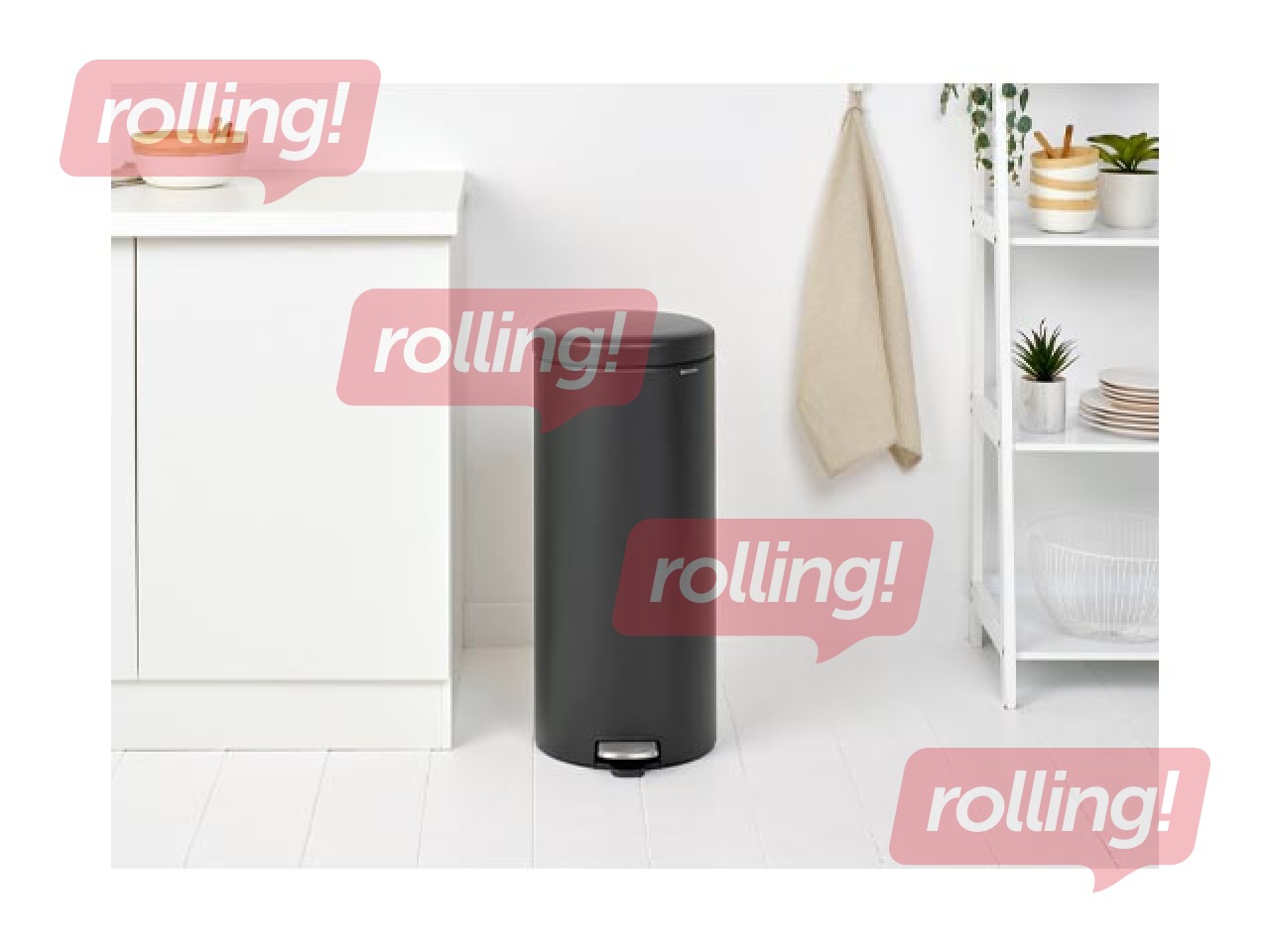 Pedaliga prügikast NewIcon, mineraalhall, 30l
