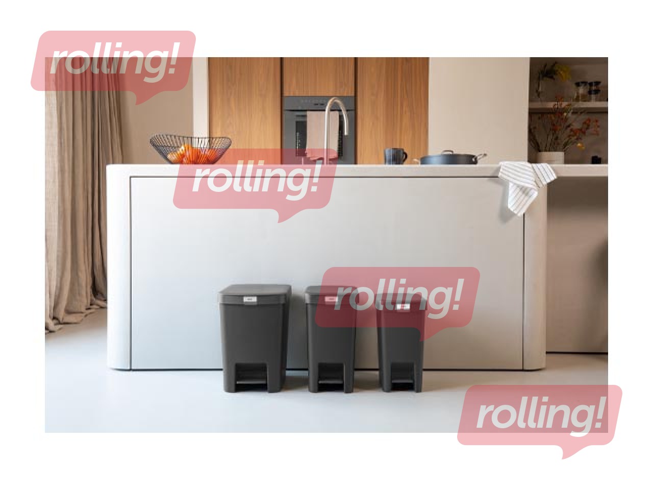 Pedaliga prügikast StepUp, tumehall, 16l