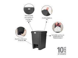Pedal bin StepUp, dark grey, 25l