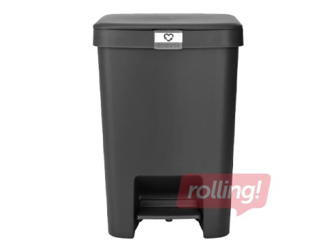 Pedaliga prügikast StepUp, tumehall, 25l