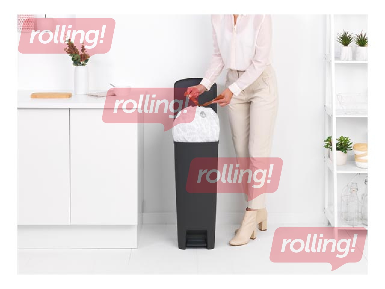 Pedal bin StepUp, dark grey, 40l