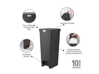 Pedal bin StepUp, dark grey, 40l