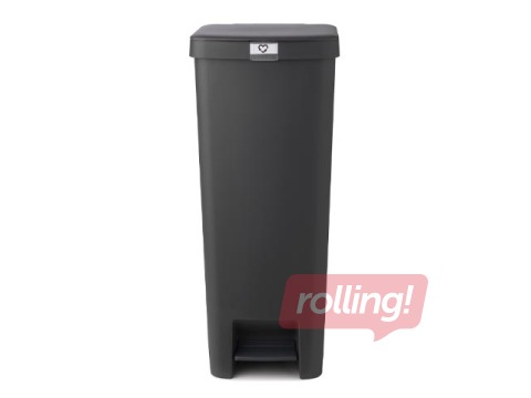 Pedaliga prügikast StepUp, tumehall, 40l
