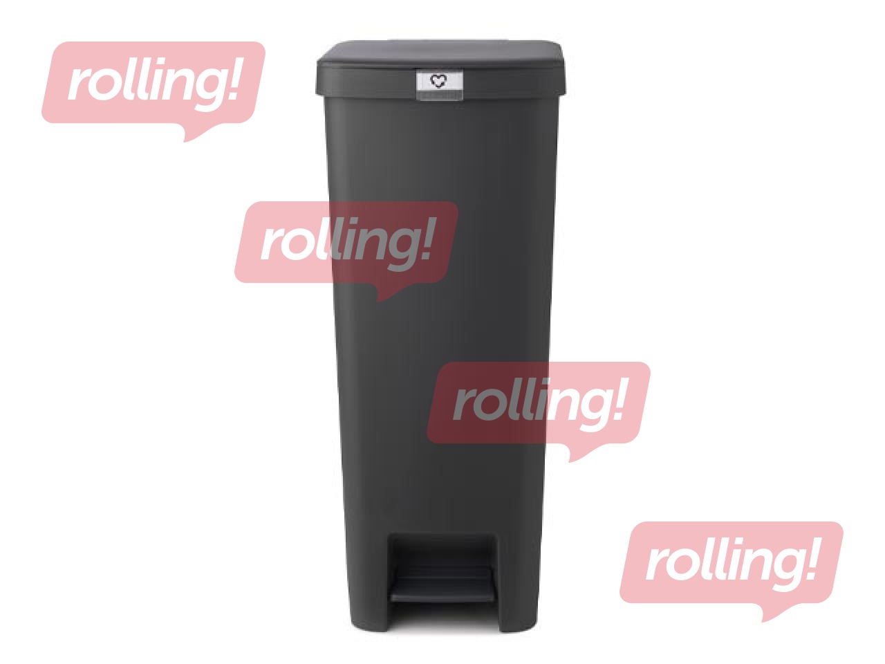 Pedaliga prügikast StepUp, tumehall, 40l