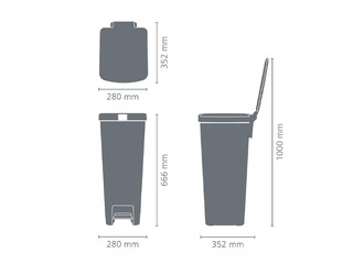 Pedaliga prügikast StepUp, tumehall, 40l