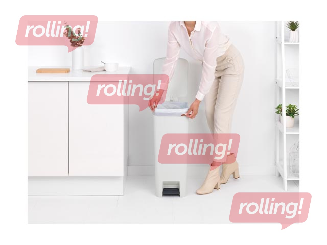 Pedaliga prügikast StepUp, helehall, 40l