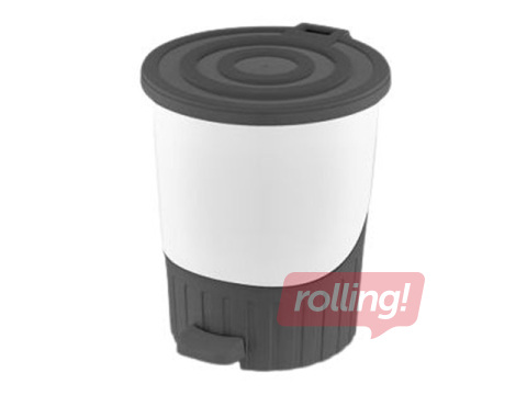 Dunyaplastik pedaaliga prügikast, antratsiit/valge, 14l