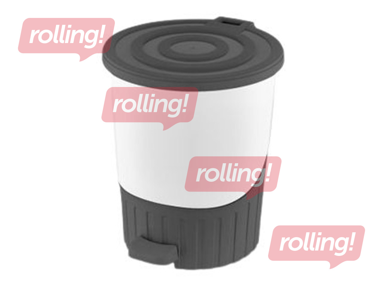 Dunyaplastik pedaaliga prügikast, antratsiit/valge, 14l