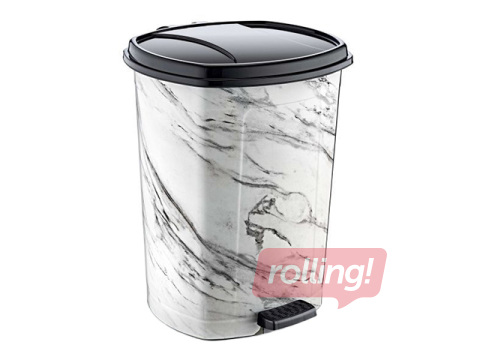 Pedaaliga prügikast Ozer, valge marmor, 50l