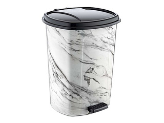 Pedaaliga prügikast Ozer, valge marmor, 50l