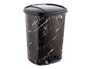 Pedaaliga prügikast Ozer, must marmor, 50l
