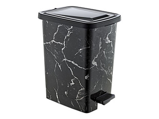 Pedaaliga prügikast Slim Ozer, must marmor, 25l