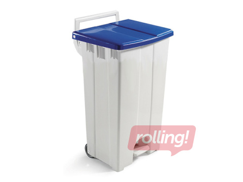 Pedal bin with blue lid, 90l