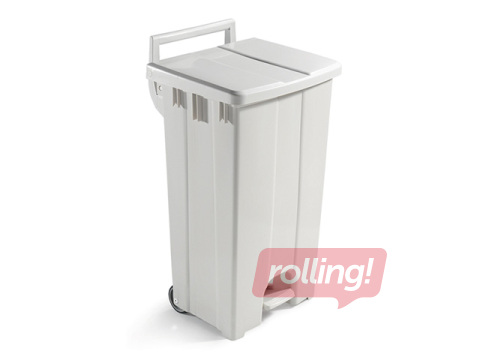 Мусорный контейнер с педалью, белый, 90л