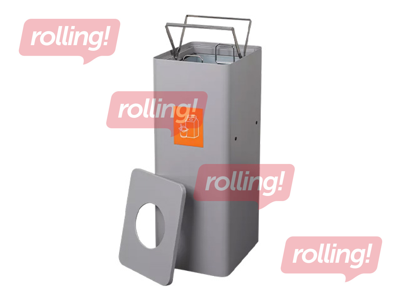 Waste bin with inner container for sorting, grey, 60l