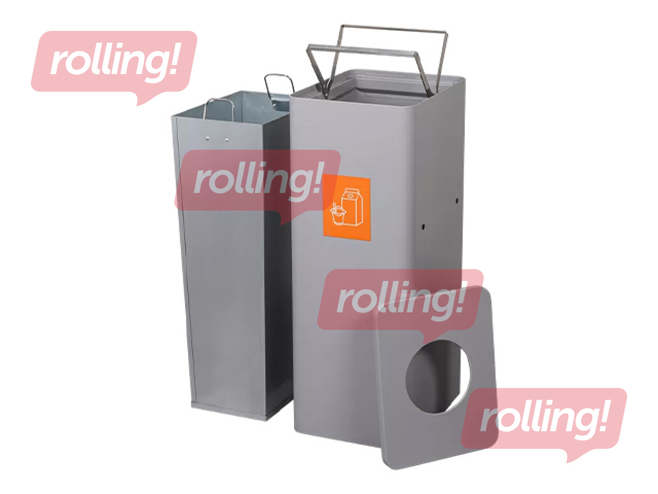 Waste bin with inner container for sorting, grey, 60l