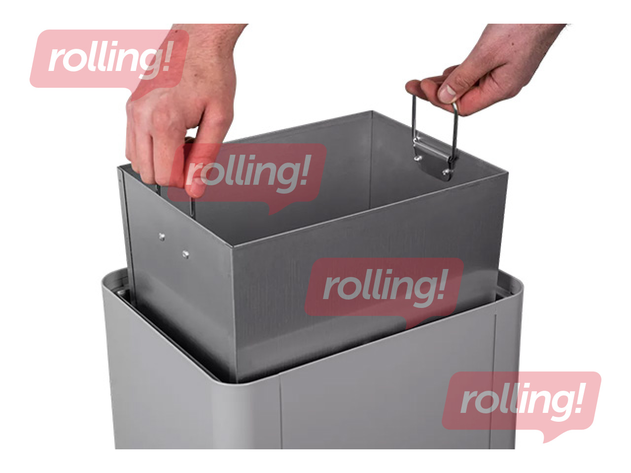 Waste bin with inner container for sorting, grey, 60l