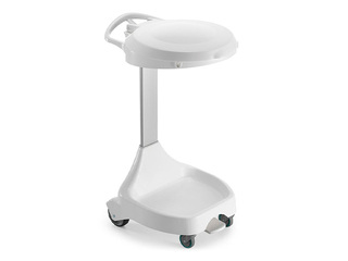 Waste bag holder Delta, with wheels, lid and pedal, white