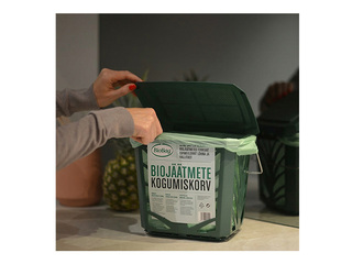 Waste bin BioBag MaxAir, with lid, for bio-waste, green, 7l