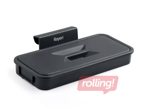 Держатель для мусорных пакетов Rayen, с крышкой, навесной, чёрный, 24.5x13.5см