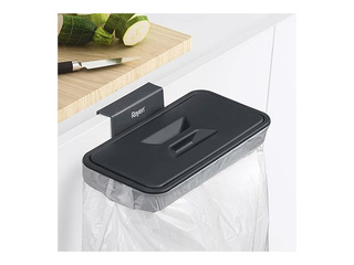 Держатель для мусорных пакетов Rayen, с крышкой, навесной, чёрный, 24.5x13.5см