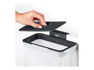 Держатель для мусорных пакетов Rayen, с крышкой, навесной, чёрный, 24.5x13.5см