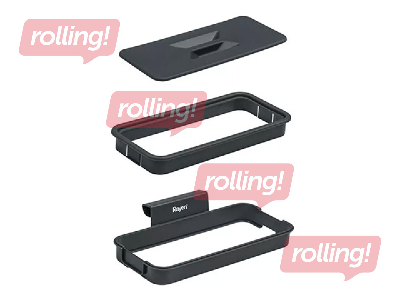 Держатель для мусорных пакетов Rayen, с крышкой, навесной, чёрный, 24.5x13.5см