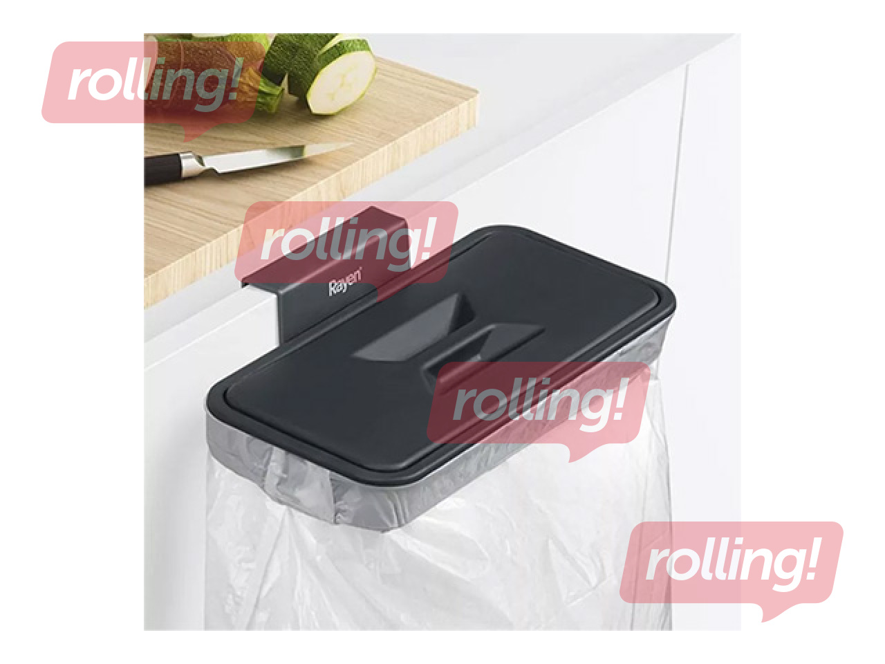 Prügikoti hoidja Rayen, kaanega, riputatav, must, 24.5x13.5cm