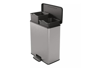 Atkritumu tvertne Curver, Deco Bin Duo, ar pedāli, 2 nodalījumi, sudraba, 26+26l