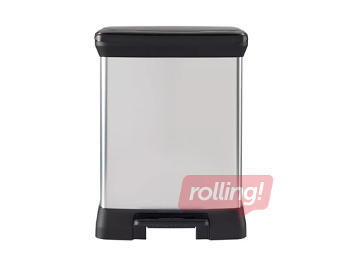 Prügikast Curver, Deco Bin Duo, pedaaliga, 2 sektsiooni, hõbedane, 10+18l