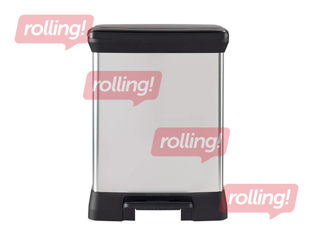 Prügikast Curver, Deco Bin Duo, pedaaliga, 2 sektsiooni, hõbedane, 10+18l